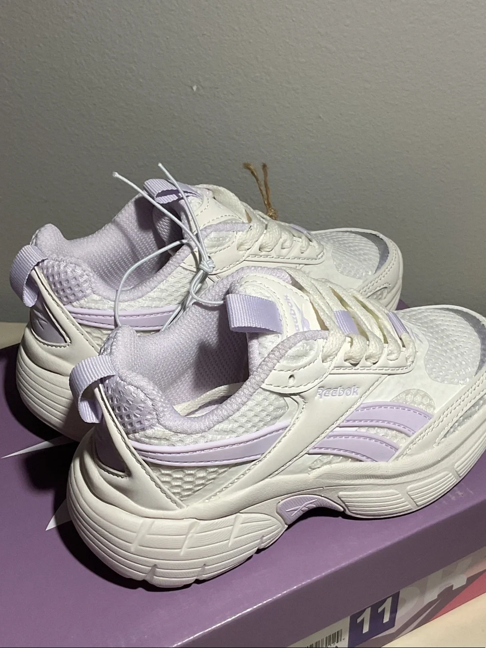 Reebok Kids White & Lilac Athletic Sneakers